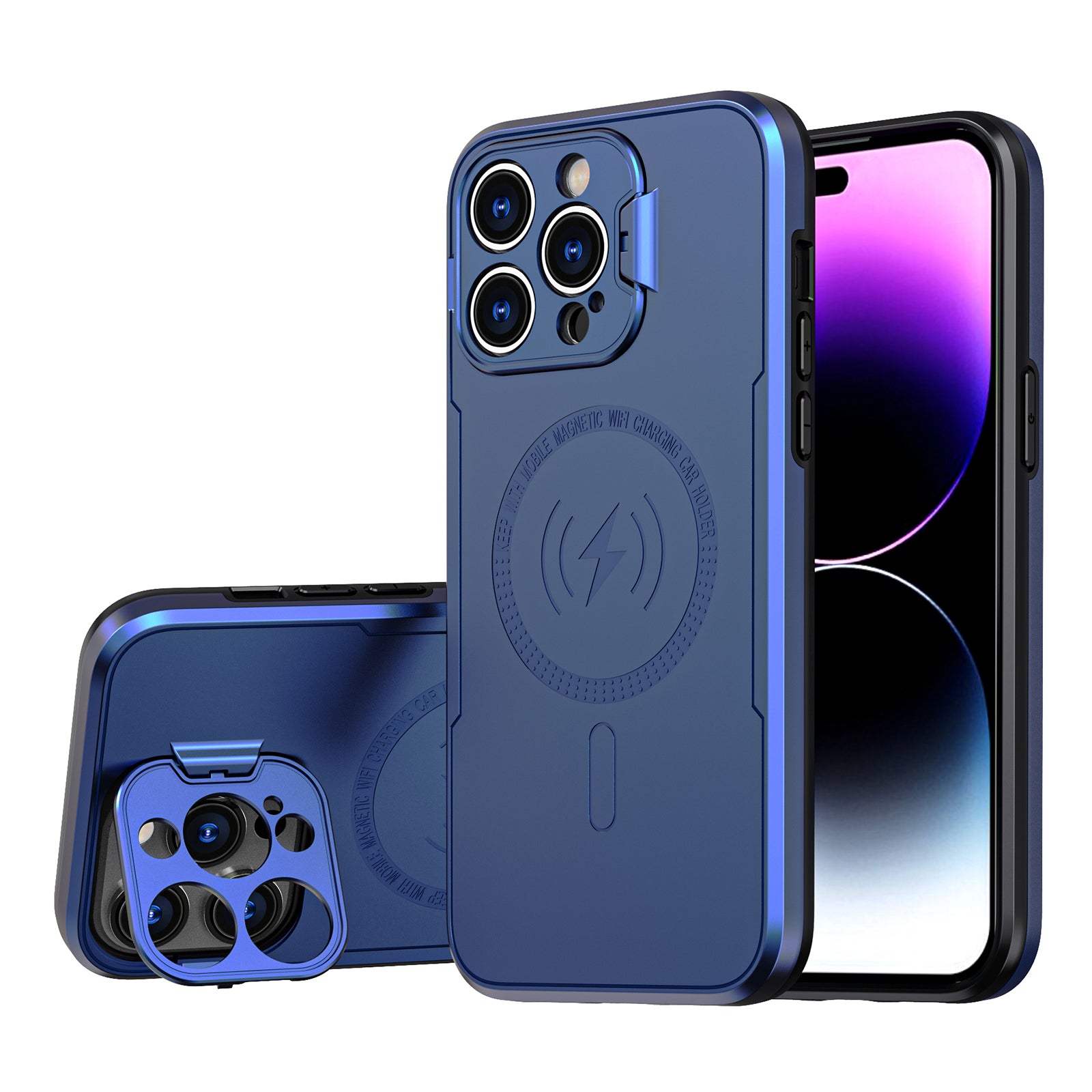 For iPhone 14 Pro Max PC+TPU Shock Absorption Phone Case Lens Frame Kickstand Shockproof Cover For iPhone 14 Pro Max PC+TPU Shock Absorption Phone Case Lens Frame Kickstand Shockproof Cover